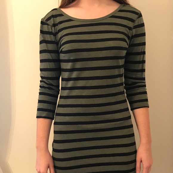 black and green striped dress